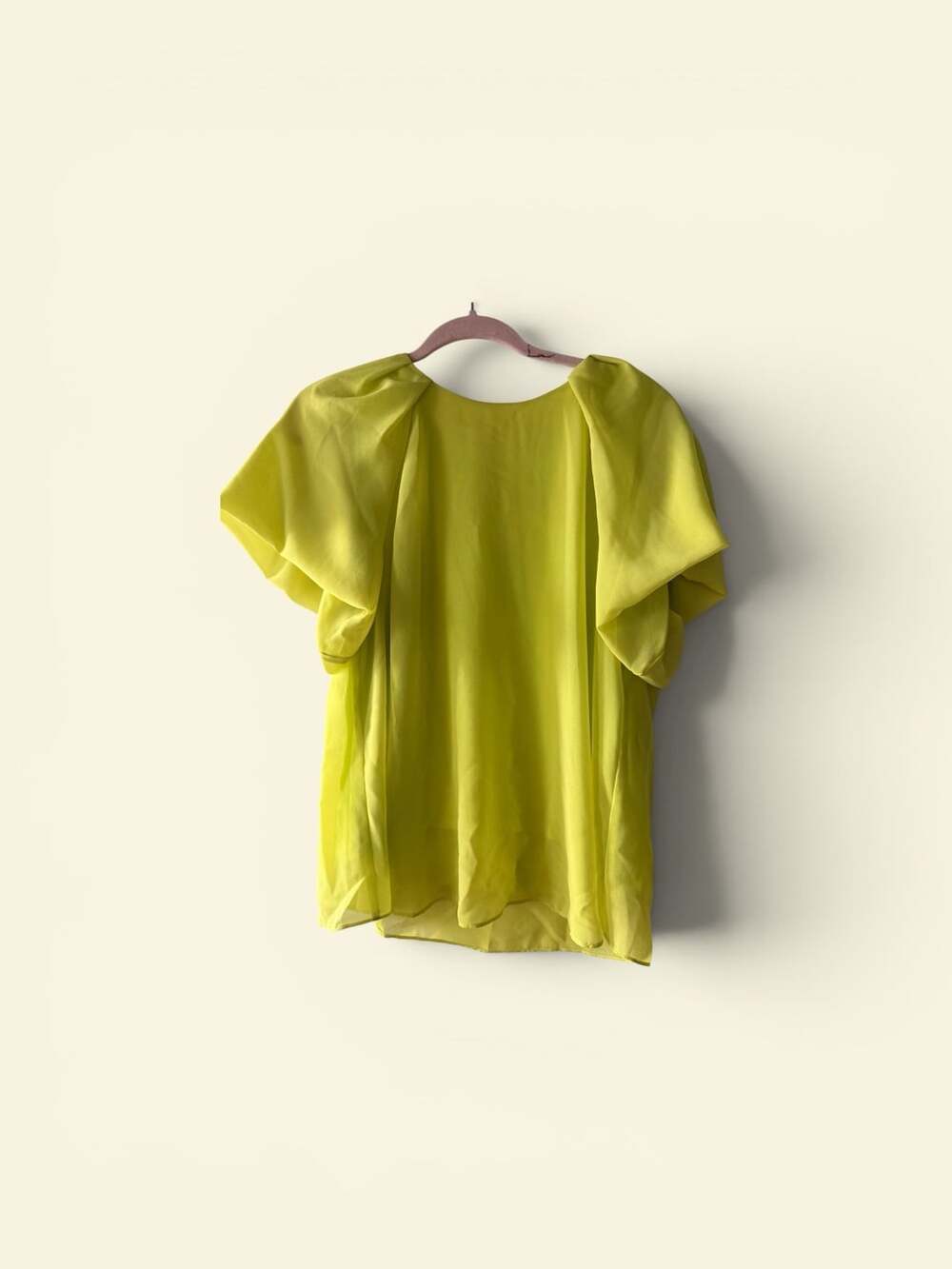 Kobi Halperin Alice Draped Puff Sleeve Blouse in Acid Lemon